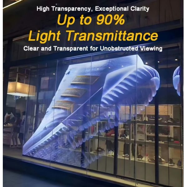 Pen/Finger Touch Writing Method Flexible Film Screen for Retail Window Glass , High Brightness Transparent LED Panel Display