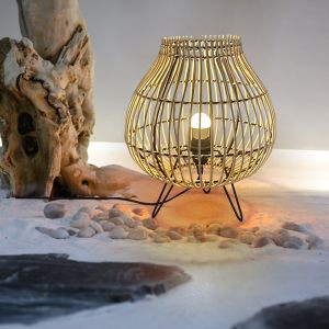 Bedroom bedside lamp Chinese style tea room atmosphere lamp bamboo rattan table