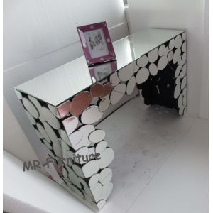 Beveled Mirrored Console Table 110 * 40 * 76cm H Size Full Silver Color