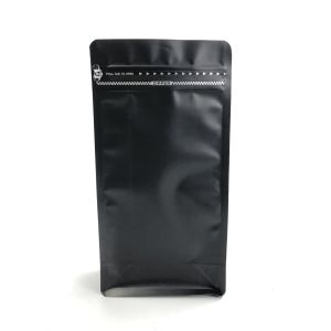Custom Printed Matt Black Aluminum Foil 250g 1kg 12oz With Flat Bottom Coffee