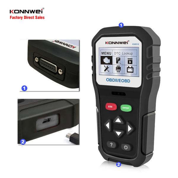 KONNWEI KW818 12V Car OBD2 EOBD Diagnostic Tool life time free upgrade six