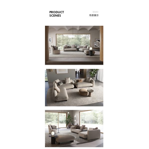 Modern Sofa Cream Style Casual Lobby Reception Sofa Set Cotton Fabric