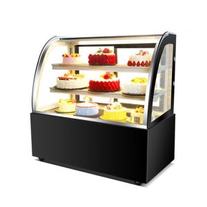 Double Layered LED Illuminated Glass Refrigerated Cabinet Cake Display Showcase