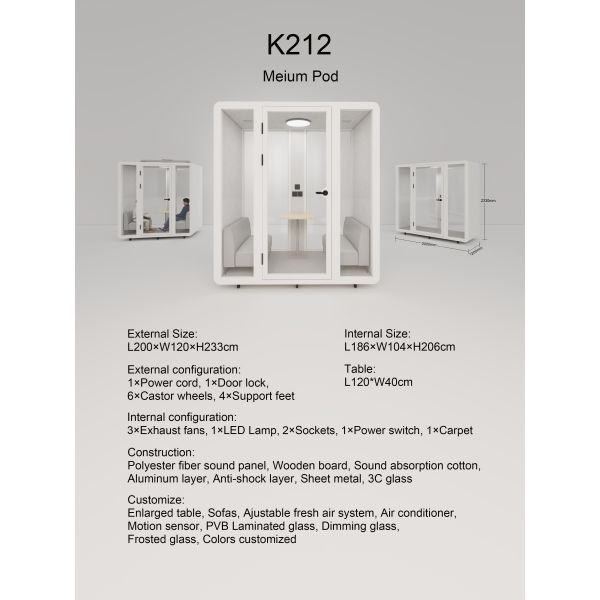 Compact Acoustic Workspace Phone Booth , 1 Person Collaboration Pods