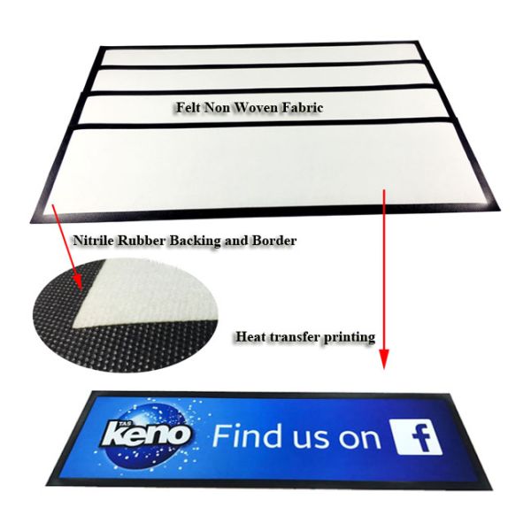 Non Woven Polyester Rubber Bar Runner Desk Counter Anti Slip Safety Mat 880*250mm