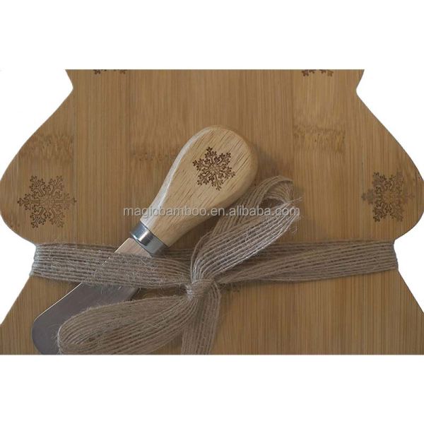 Eco-Friendly Bamboo Christmas Tree Charcuterie Cutting Board Set with Cheese Knife