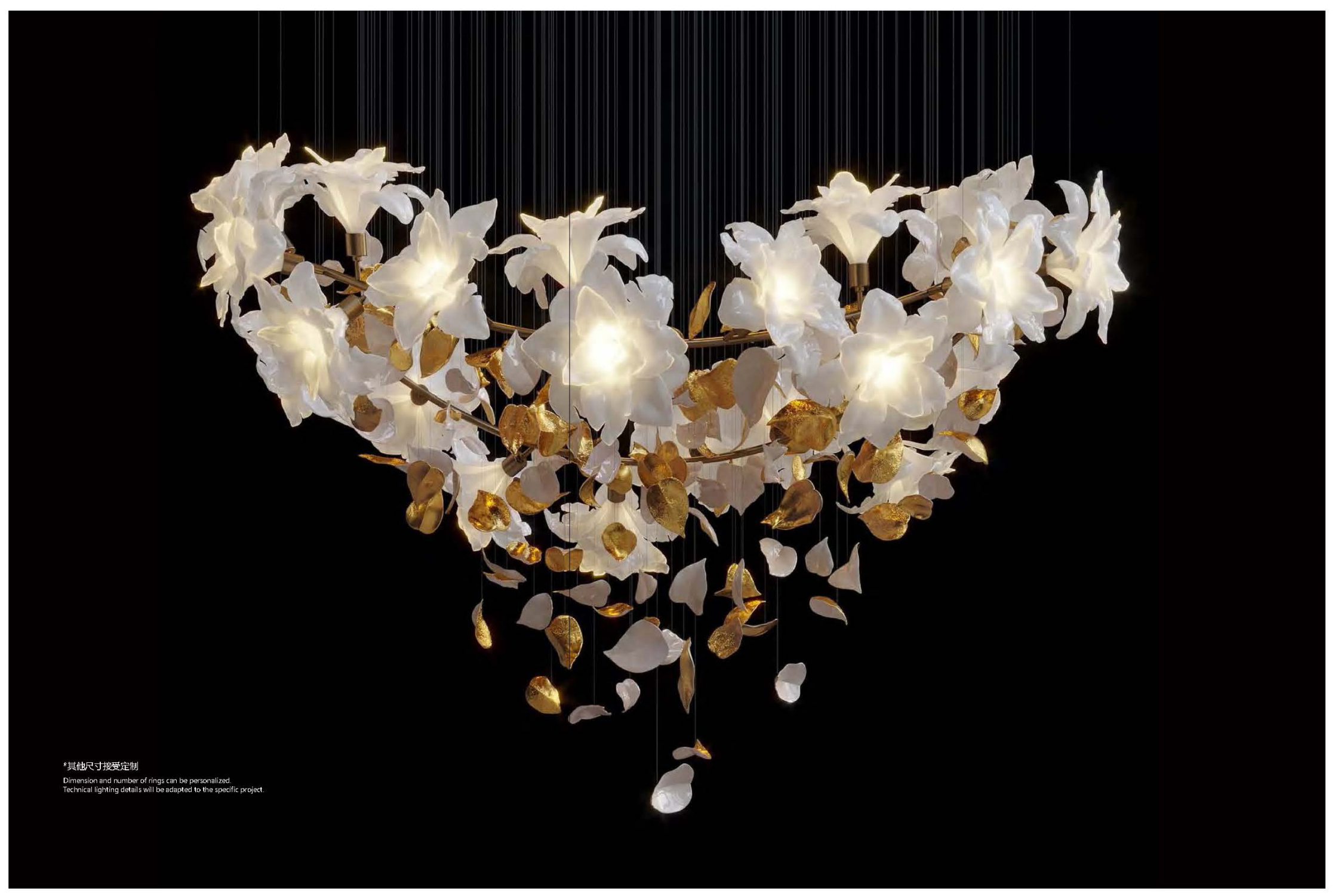 Villa Hollow Living Room Full Copper Chandelier LED Light End Flower Lamp Custom Pick High Duplex Rotating Stair Lamp 5-