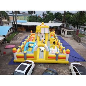 Yellow Duck With Big Slides And Bouncy Jumping Inflatable Castle