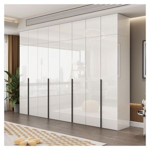 Modern Design MR HDF Board White Lacquer Wooden Wardrobes for Clothes Storage