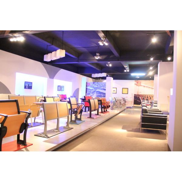 Custom PU Leather Back Auditorium Theatre Seating Chairs With Tablet Arm