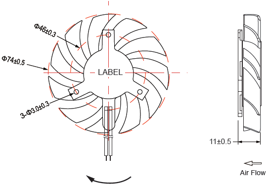 Portable 8010 GPU Case Fan 8010 74x11mm Moistureproof 5V 12V 24V