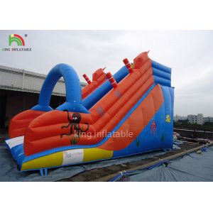 Red Blue PVC Tarpualin Inflatable Dry Slide Puncture - Proof For Kindergarten