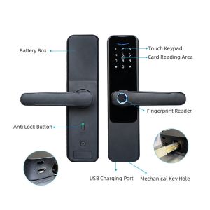 Unique Stylish Bluetooth Fingerprint Door Lock 6V Anti Corrosion