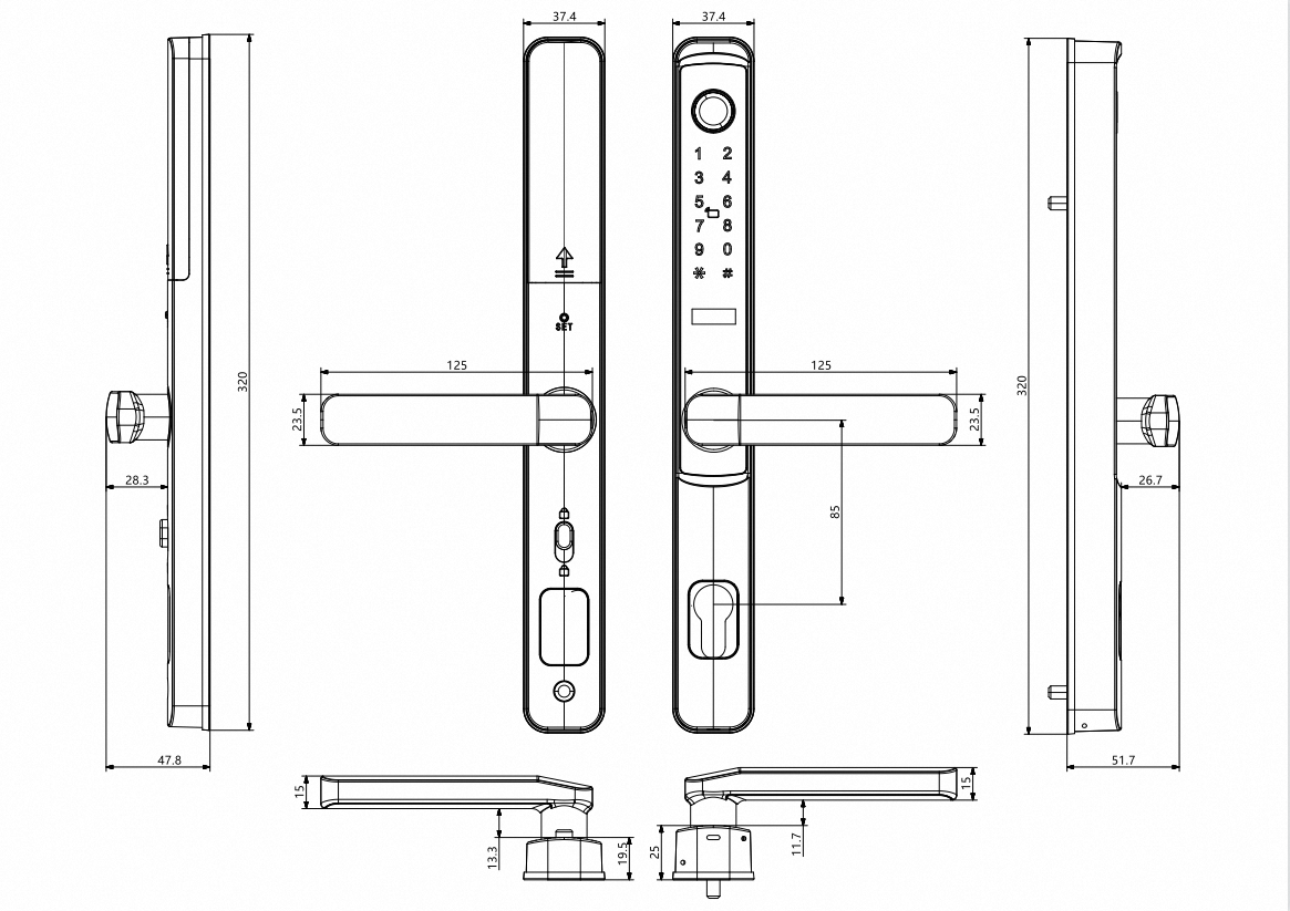 Home Sliding Smart Door Lock Electronic Fingerprint Door Lock