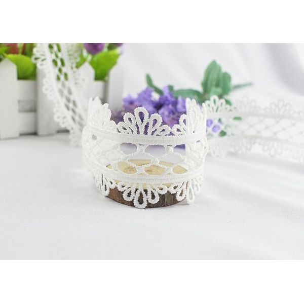 Scalloped Water Soluble Lace Trim By The Yard , White Scalloped Edge Lace Ribbon