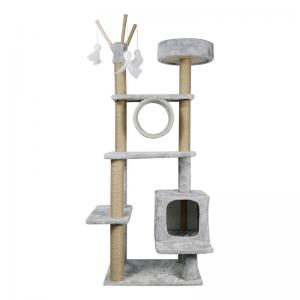 Wholesale Gray Short Plush And Sisal Tall Cat Tower Large Cat Tree For Rest from china suppliers