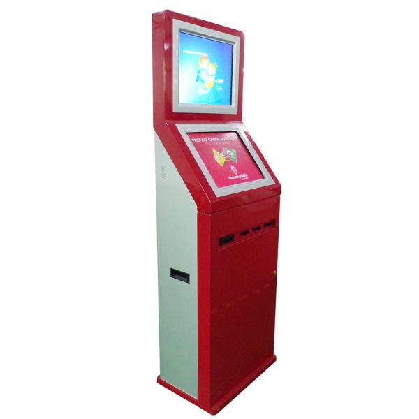 Quality Lobby Style Dual Screen Kiosk Ticket Machine With Ticket Printer / Card Reader for sale