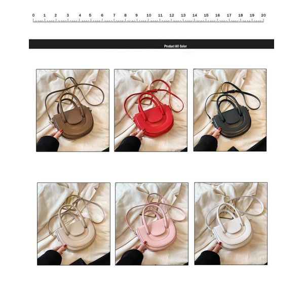 Solid Color Leather Saddle Bag Cowhide Small Portable Crossbody Closure Type Zipper Hasp