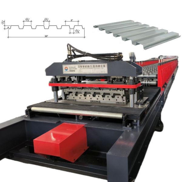Quality Galvanized Steel Type B Composite Metal Double Layer Deck Floor Decking Roll Forming Machine With Strengthen Embossing for sale