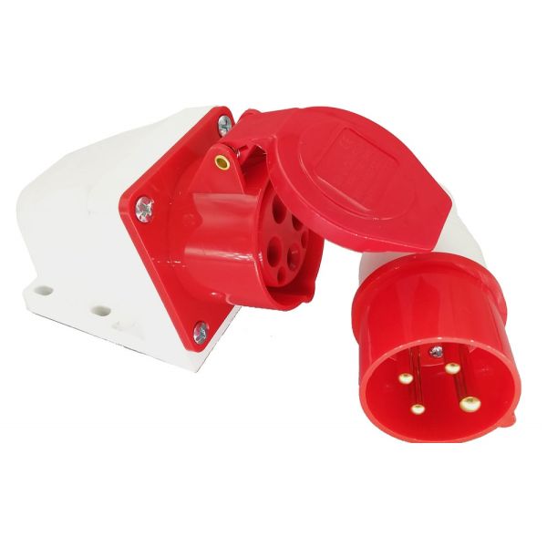 Male Female Electrical Socket 4 Pins 3P+E 380~415V 16Amp Wall Mounting Type IP44