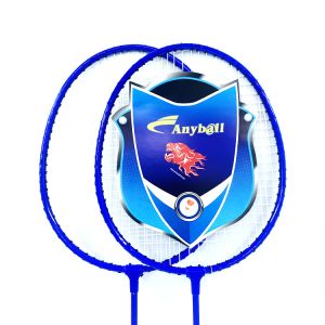 Blue LightWeight Steel Iron Carbon Fiber Badminton Racket For Training Use