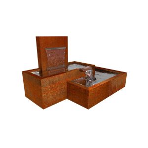 Cascade Fountain Corten Steel Water Feature With Overflow Water Wall