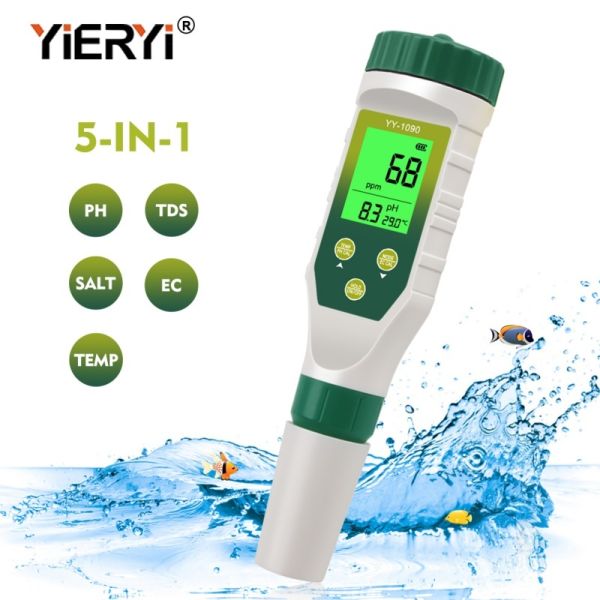 Quality 5-in-1 Multi-Parameter PH Meter With Backlight For Laboratory Aquarium PH TDS Salinity EC Temperature Tester for sale