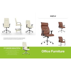 Executive Visitor PU Leather Office Swivel Chairs BIFMA Foam Armrest Padding