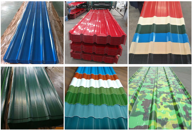 Galvanized Color Coated Corrugated Steel Roofing PPGI Steel Sheet Metal ASTM SGCC CGCC Low Slope Roofing
