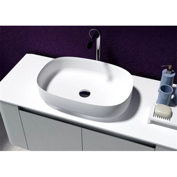 Europe Modern Oval Wash Basin Artificial Stone Bathroom Sink / Counter Top Wash Basin