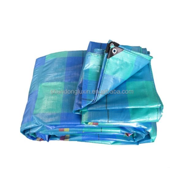 Waterproof Dustproof Stripe Grid PE Tarpaulin for Item Covering and Sunlight
