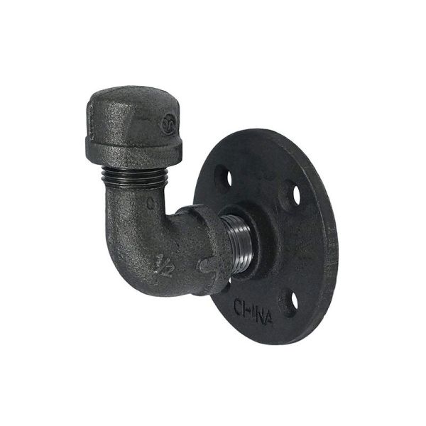 Quality Heavy Duty Industrial Malleable Iron Pipe Black Pipe Coat Rack Single Coat Hook for sale