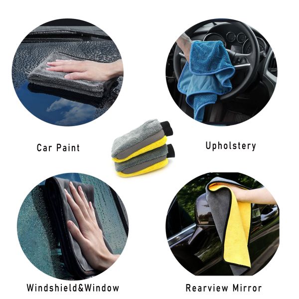 26x20cm Car Detailing Tools 80% Polyester 20% Polyamide Double Sided Fluffy Wheel Cleaning Glove