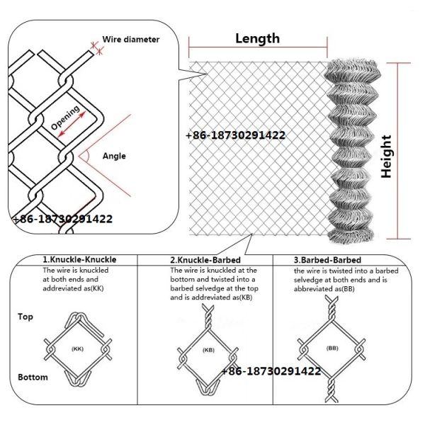 hot dipped galvanized 2.2mm x 25mm opening chain link fence roll mesh