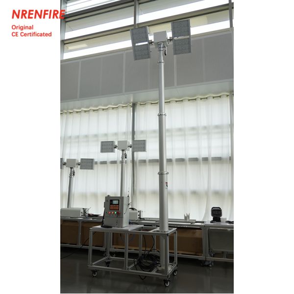 6m pneumatic telescoping mast light tower for fire truck-pan tilt unit-remote