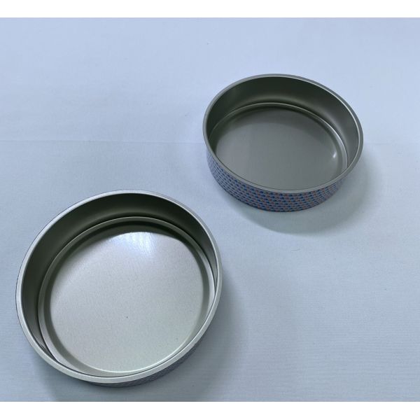 Plain Empty Metal Tin Can With Easy Open Lid , Round Tin Can For Fish / Soup /