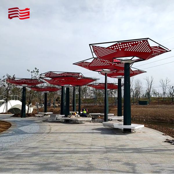 Metal Pavilion for Outdoor Sculpture and Public Art Unique Rose-Shaped Abstract