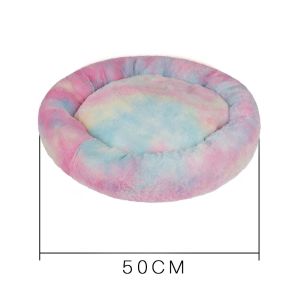 Rainbow Plush Round 50*10cm Plush Pet Beds Unique Design