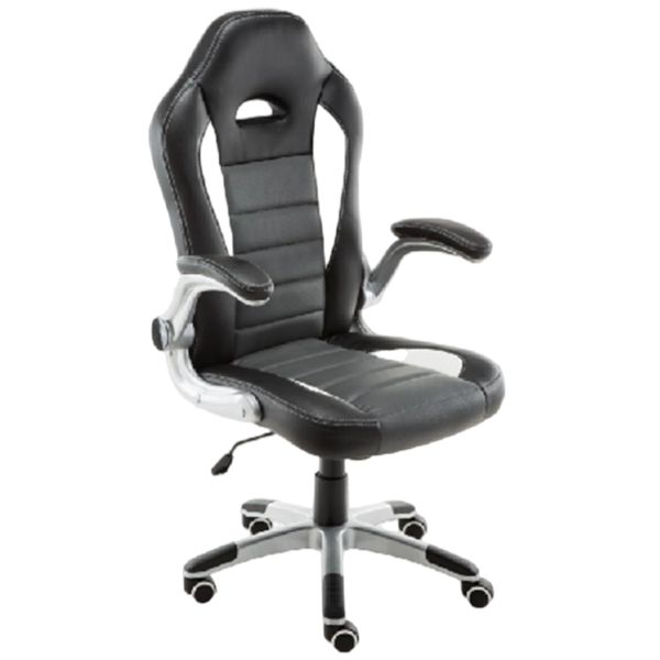 Ergonomic Chair With Flip-Up Armrest & Triple PU Padding 320mm PU Castors With Powder Coating Base And 100mm Painting Gaslift