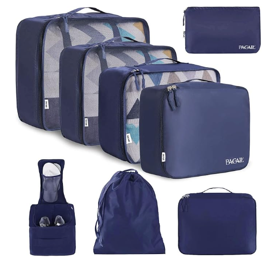 BAGAIL 8 Set Packing Cubes Luggage Packing Organizers for Travel Accessories-Cream