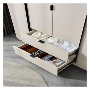 Master Bedroom White Solid Wood Wardrobe with Dressing Table in Lacquered Finish