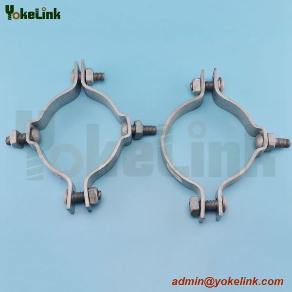 Quality Double Offset Telescopic Pole Clamp / Pole Mounting Bands / Fasten Clamp for sale