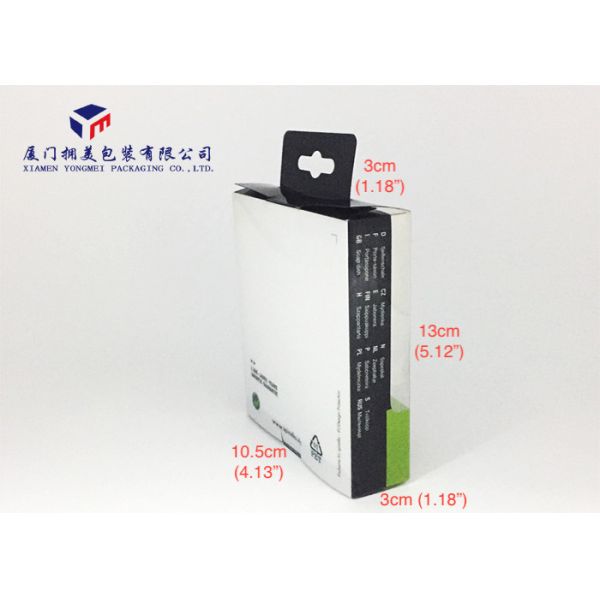 PET Plastic Box Hang Strip On Top Not Easily Deformed Full White Color Backside