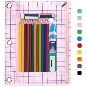 Binder Pencil Case with Smooth Zipper, Clear Window Pencil Case for Binder, Big