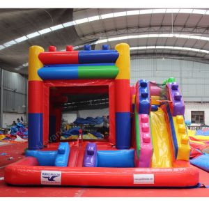 Custom Logo Printed Jump House Inflatable Bouncer Jumping Castle With Slide 14