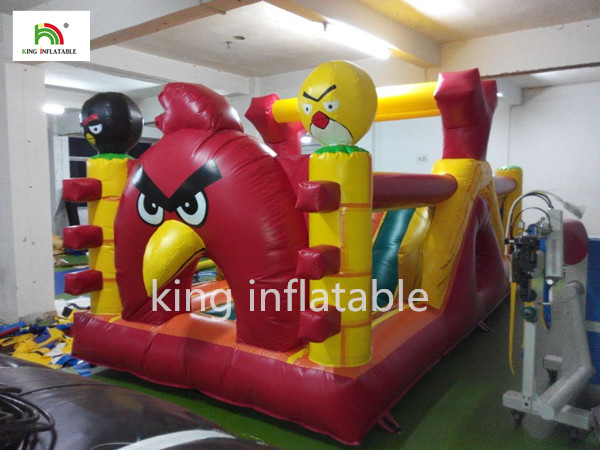 Airtight Angry Bird Inflatable Jumping Castle With Hand Printing