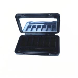 Black elegant matel tin can / tin box container with hinged lid and plastic