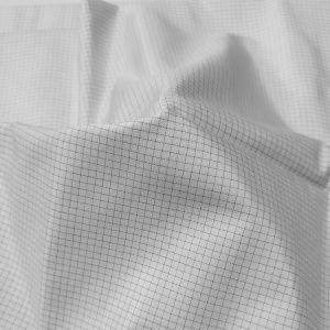 White Polyester Cotton TC Fabric 4mm Grid Anti Static