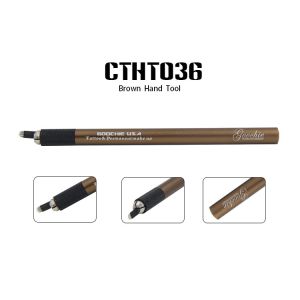 China Metal Brown Permanent Makeup Manual Tattoo Pen With 12.5cm Length 1.0cm Diameter on sale