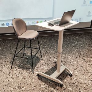 Movable Wood Grain Pneumatic Standing Desk Minimalist Classroom Book Table for